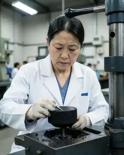 自社試験室 — アスファルト合材試験の様子